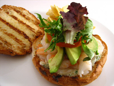 Shrimp Sandwich with Basil Caper Mayo