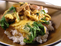 Pork and eggs over rice